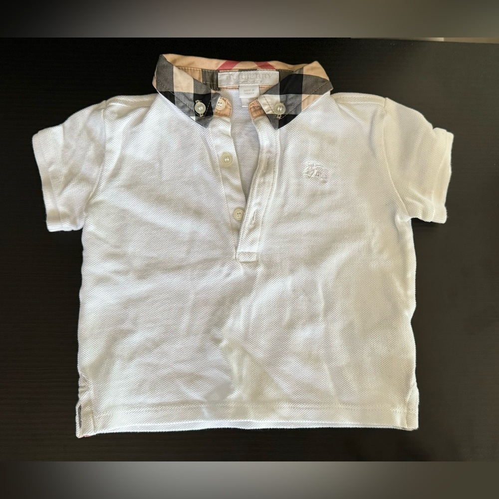 Burberry baby White check collar Polo shirt!